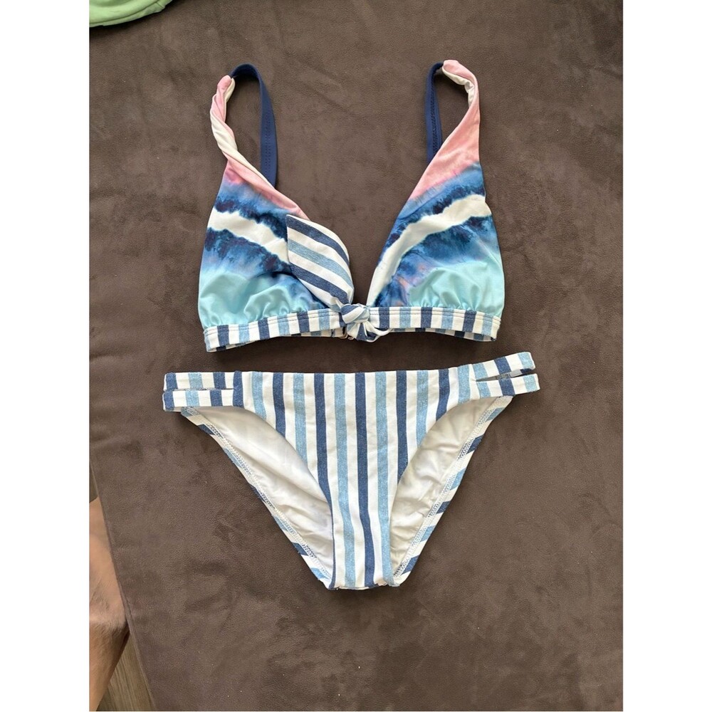 Splendid Blue & White Striped Bikini Bottoms